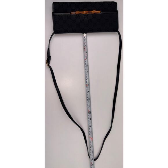 GUCCI GG Canvas Bamboo Clutch/ Shoulder Bag/ Crossbody Bag - Picture 9 of 13